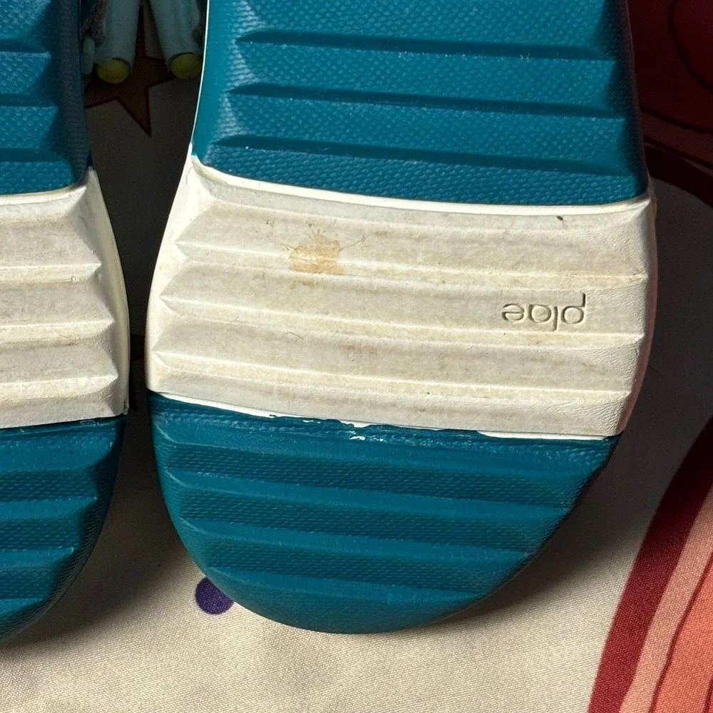 Plae Mimo Kids Sandals Teal Blue Yellow Water Friendly Outdoor Shoes Size 8